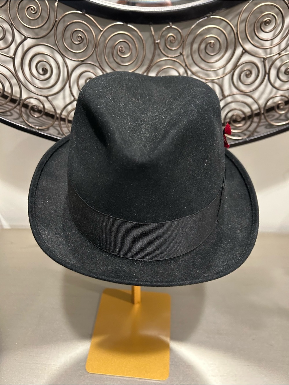 Adam New York Classic Black Fedora Hat with Ribbon Band